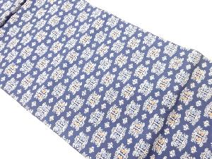 幾何学模様織出し開き名古屋帯（額縁仕立て）